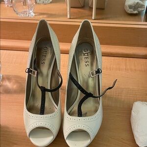 Guess Women's Cream Peep-Toe Heels